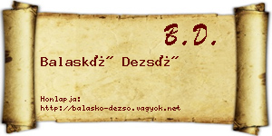 Balaskó Dezső névjegykártya